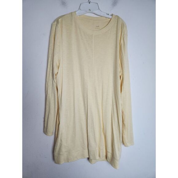 J.Jill "Ellipitical" 100% Pima Cotton Slub Knit Tunic Light Yellow Shirt size XL - Picture 1 of 8